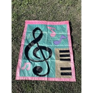 Vintage Decorative Flag Music Notes Colorful  28x40 Garden 100% Polyester